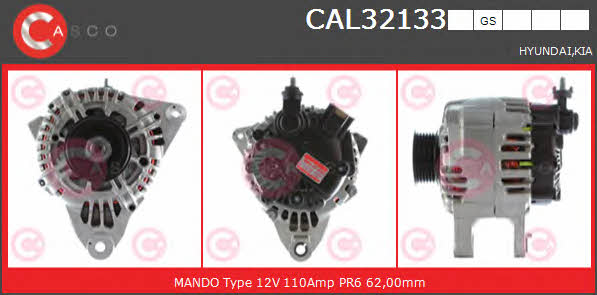 Casco CAL32133GS Alternator CAL32133GS: Buy near me in Poland at 2407.PL - Good price!