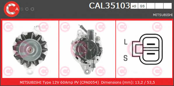 Casco CAL35103AS Alternator CAL35103AS: Buy near me in Poland at 2407.PL - Good price!