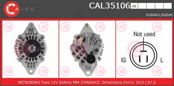 Casco CAL35106AS Alternator CAL35106AS: Buy near me in Poland at 2407.PL - Good price!