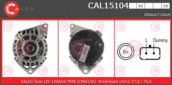 Casco CAL15104GS Alternator CAL15104GS: Buy near me in Poland at 2407.PL - Good price!