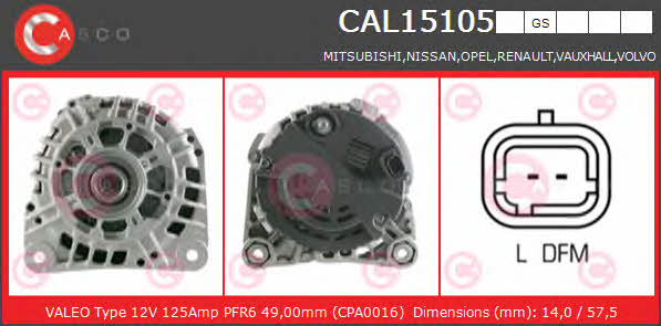 Casco CAL15105GS Alternator CAL15105GS: Buy near me in Poland at 2407.PL - Good price!