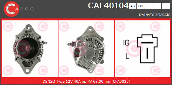 Casco CAL40104AS Alternator CAL40104AS: Buy near me in Poland at 2407.PL - Good price!