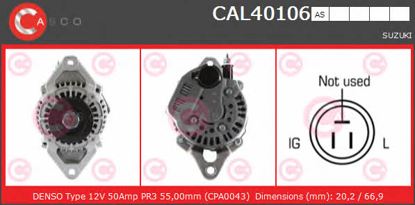 Casco CAL40106AS Alternator CAL40106AS: Buy near me in Poland at 2407.PL - Good price!