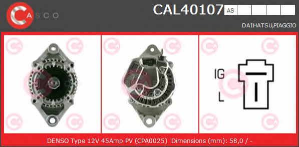 Casco CAL40107AS Alternator CAL40107AS: Buy near me in Poland at 2407.PL - Good price!