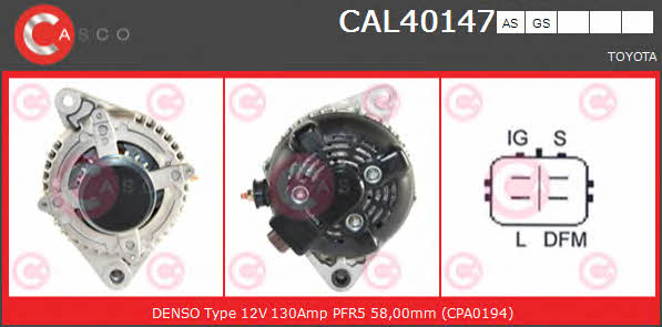 Casco CAL40147AS Alternator CAL40147AS: Buy near me at 2407.PL in Poland at an Affordable price!