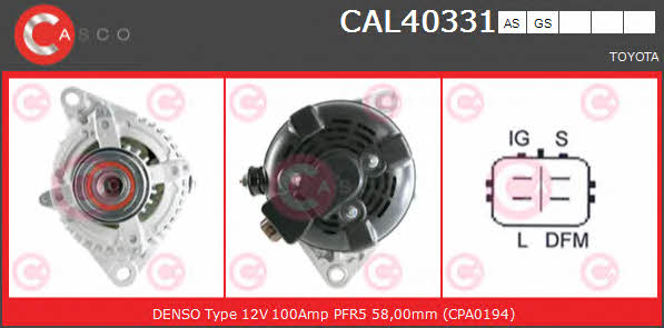 Casco CAL40331AS Alternator CAL40331AS: Buy near me in Poland at 2407.PL - Good price!