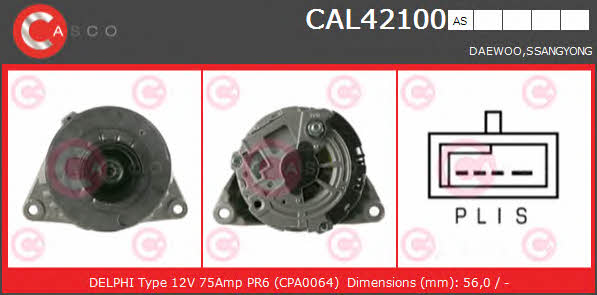 Casco CAL42100AS Alternator CAL42100AS: Buy near me in Poland at 2407.PL - Good price!
