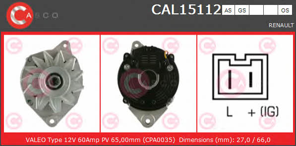 Casco CAL15112AS Alternator CAL15112AS: Buy near me in Poland at 2407.PL - Good price!