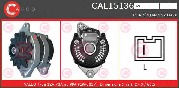 Casco CAL15136AS Alternator CAL15136AS: Buy near me in Poland at 2407.PL - Good price!