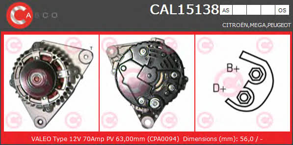 Casco CAL15138AS Alternator CAL15138AS: Buy near me in Poland at 2407.PL - Good price!