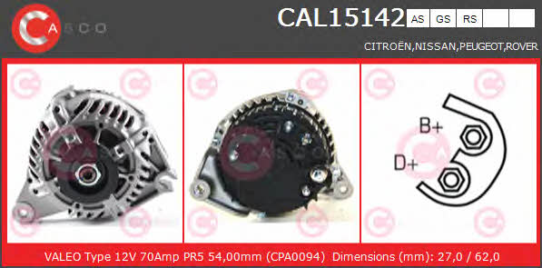 Casco CAL15142AS Alternator CAL15142AS: Buy near me in Poland at 2407.PL - Good price!