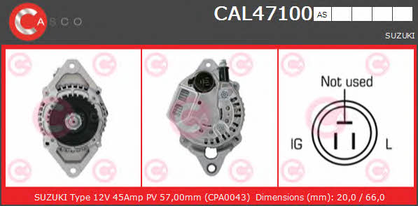 Casco CAL47100AS Alternator CAL47100AS: Buy near me in Poland at 2407.PL - Good price!