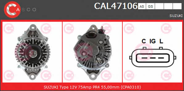 Casco CAL47106GS Alternator CAL47106GS: Buy near me at 2407.PL in Poland at an Affordable price!