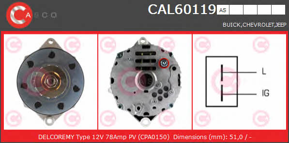 Casco CAL60119AS Alternator CAL60119AS: Buy near me in Poland at 2407.PL - Good price!