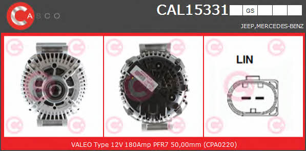 Casco CAL15331GS Alternator CAL15331GS: Buy near me in Poland at 2407.PL - Good price!