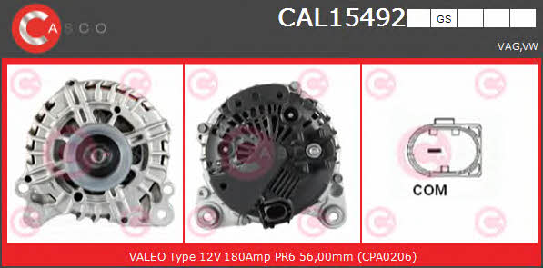 Casco CAL15492GS Alternator CAL15492GS: Buy near me in Poland at 2407.PL - Good price!