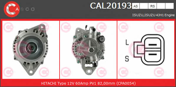 Casco CAL20193AS Alternator CAL20193AS: Buy near me in Poland at 2407.PL - Good price!
