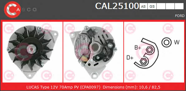 Casco CAL25100AS Alternator CAL25100AS: Buy near me in Poland at 2407.PL - Good price!