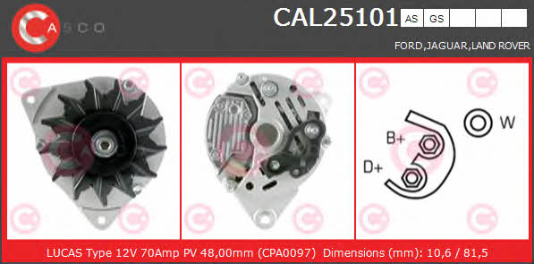 Casco CAL25101GS Alternator CAL25101GS: Buy near me in Poland at 2407.PL - Good price!