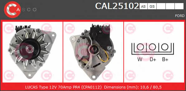 Casco CAL25102AS Alternator CAL25102AS: Buy near me in Poland at 2407.PL - Good price!