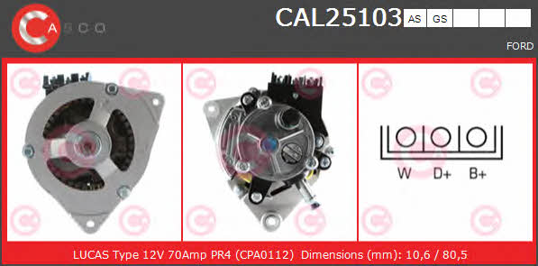 Casco CAL25103AS Alternator CAL25103AS: Buy near me in Poland at 2407.PL - Good price!