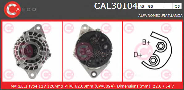 Casco CAL30104AS Alternator CAL30104AS: Buy near me in Poland at 2407.PL - Good price!