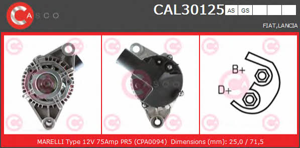 Casco CAL30125AS Alternator CAL30125AS: Buy near me in Poland at 2407.PL - Good price!