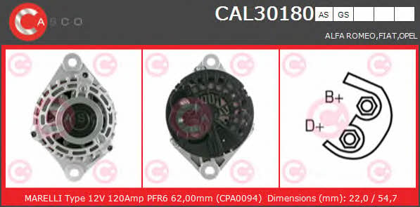 Casco CAL30180AS Alternator CAL30180AS: Buy near me in Poland at 2407.PL - Good price!