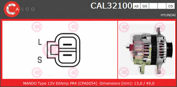 Casco CAL32100AS Alternator CAL32100AS: Dobra cena w Polsce na 2407.PL - Kup Teraz!