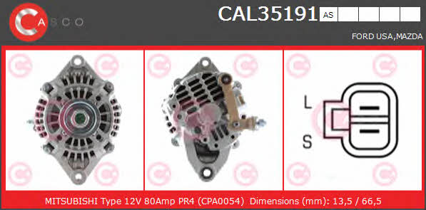 Casco CAL35191AS Alternator CAL35191AS: Buy near me in Poland at 2407.PL - Good price!