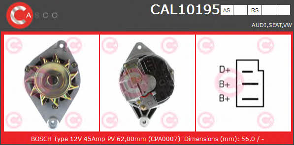 Casco CAL10195RS Alternator CAL10195RS: Buy near me in Poland at 2407.PL - Good price!