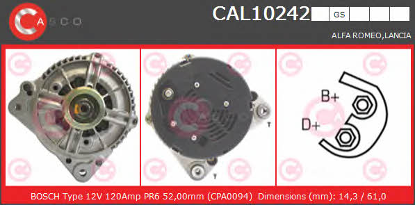 Casco CAL10242GS Alternator CAL10242GS: Buy near me at 2407.PL in Poland at an Affordable price!