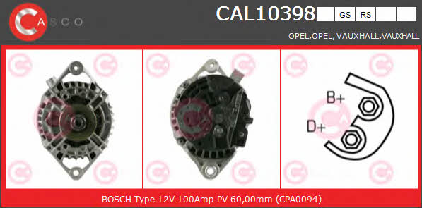 Casco CAL10398RS Alternator CAL10398RS: Buy near me in Poland at 2407.PL - Good price!