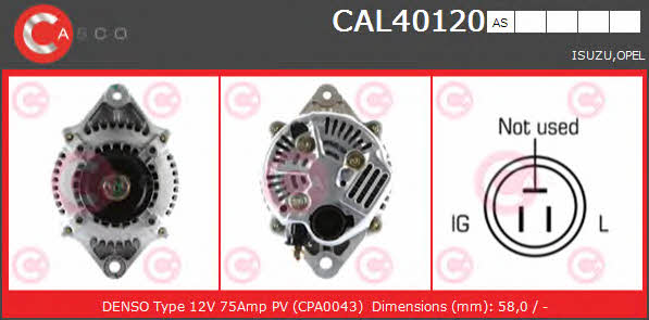 Casco CAL40120AS Генератор CAL40120AS: Отличная цена - Купить в Польше на 2407.PL!
