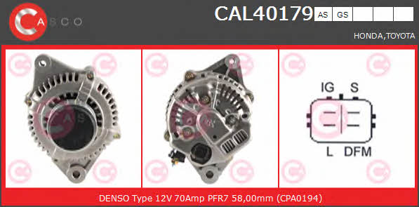 Casco CAL40179AS Alternator CAL40179AS: Buy near me in Poland at 2407.PL - Good price!
