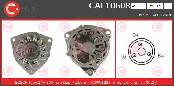 Casco CAL10608RS Alternator CAL10608RS: Buy near me in Poland at 2407.PL - Good price!