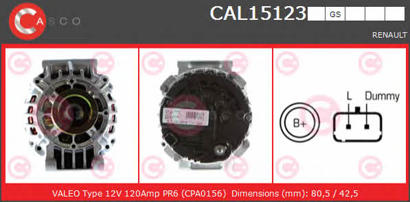 Casco CAL15123GS Alternator CAL15123GS: Buy near me in Poland at 2407.PL - Good price!