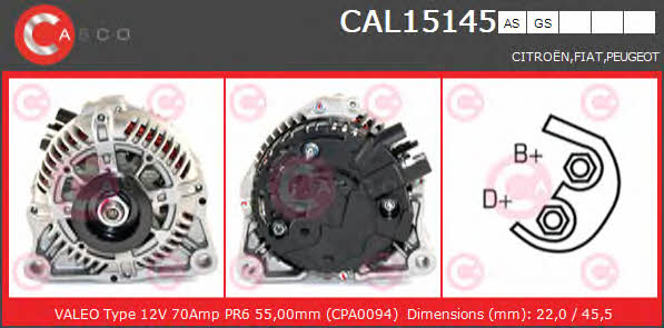 Casco CAL15145AS Alternator CAL15145AS: Buy near me in Poland at 2407.PL - Good price!