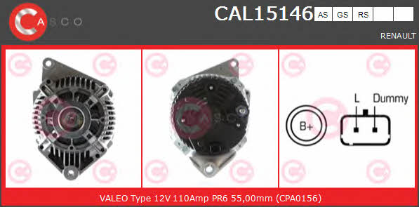 Casco CAL15146AS Alternator CAL15146AS: Buy near me in Poland at 2407.PL - Good price!