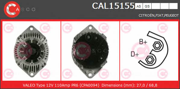 Casco CAL15155AS Alternator CAL15155AS: Buy near me in Poland at 2407.PL - Good price!