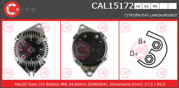 Casco CAL15172AS Alternator CAL15172AS: Buy near me in Poland at 2407.PL - Good price!