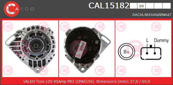 Casco CAL15182GS Alternator CAL15182GS: Buy near me at 2407.PL in Poland at an Affordable price!