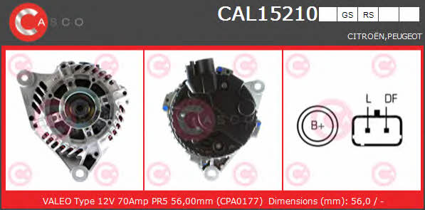 Casco CAL15210GS Alternator CAL15210GS: Buy near me in Poland at 2407.PL - Good price!