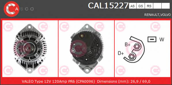 Casco CAL15227RS Alternator CAL15227RS: Buy near me in Poland at 2407.PL - Good price!