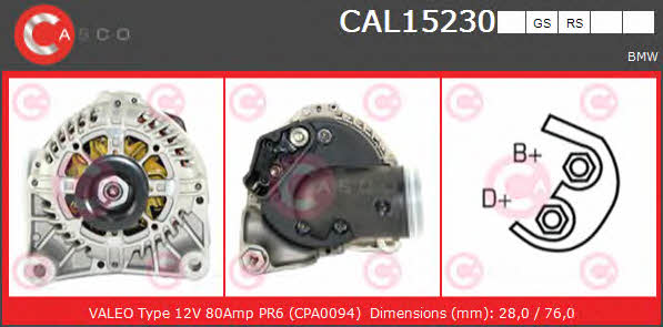 Casco CAL15230GS Alternator CAL15230GS: Buy near me in Poland at 2407.PL - Good price!