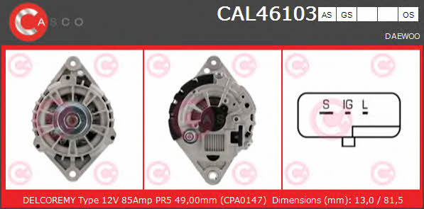 Casco CAL46103AS Alternator CAL46103AS: Buy near me in Poland at 2407.PL - Good price!