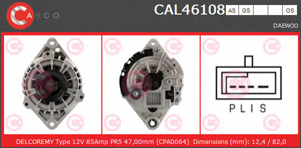 Casco CAL46108AS Alternator CAL46108AS: Buy near me in Poland at 2407.PL - Good price!