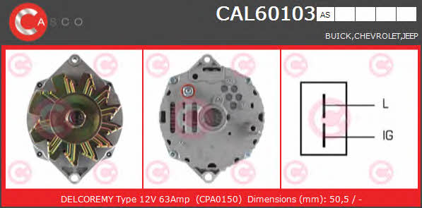 Casco CAL60103AS Alternator CAL60103AS: Buy near me at 2407.PL in Poland at an Affordable price!