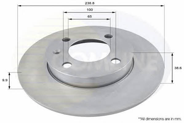 Comline ADC1401 Unventilated front brake disc ADC1401: Buy near me in Poland at 2407.PL - Good price!