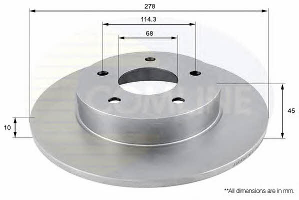 Comline ADC0261 Rear brake disc, non-ventilated ADC0261: Buy near me in Poland at 2407.PL - Good price!